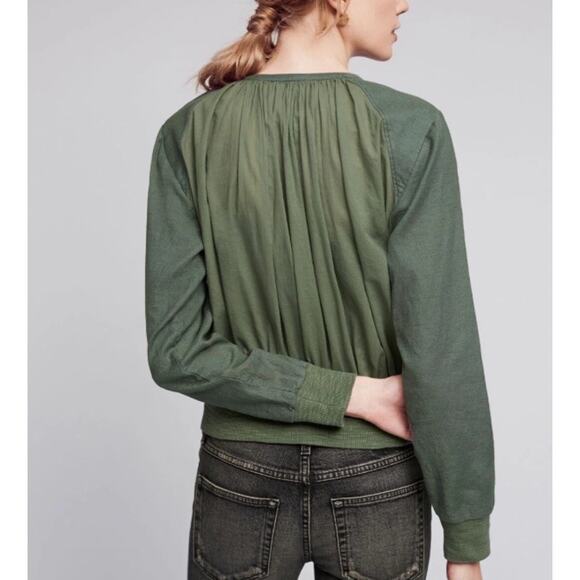 Anthropologie Hei Hei Hilltop Olive Green Bomber Jacket Small Lightweight Boho - Picture 2 of 12